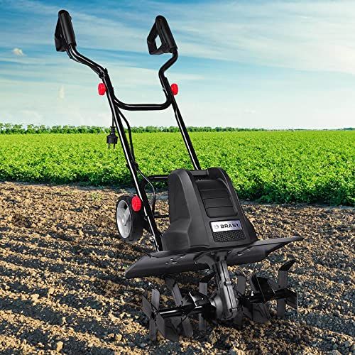 BRAST Motobineuse électrique : Puissance 1500 Watt - Largeur 45 cm - Profondeur de Travail 22 cm - 6 Fraises - 24 Lames - 3 Modes de Puissance Différents - Sécurité élevée - 400 TRS/Min - Motoculteur électrique, Filaire.