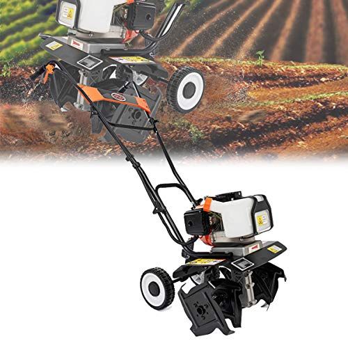 HIMNA PETTR Motobineuse Thermique à Essence 2 Temps, Fraise Rotative Manuelle 1300W, Largeur De Travail Du Sol 36cm, Profondeur De Travail Du Sol 10cm, Motoculteurs Basse Puissance pour Jardin, Ferme, Potager